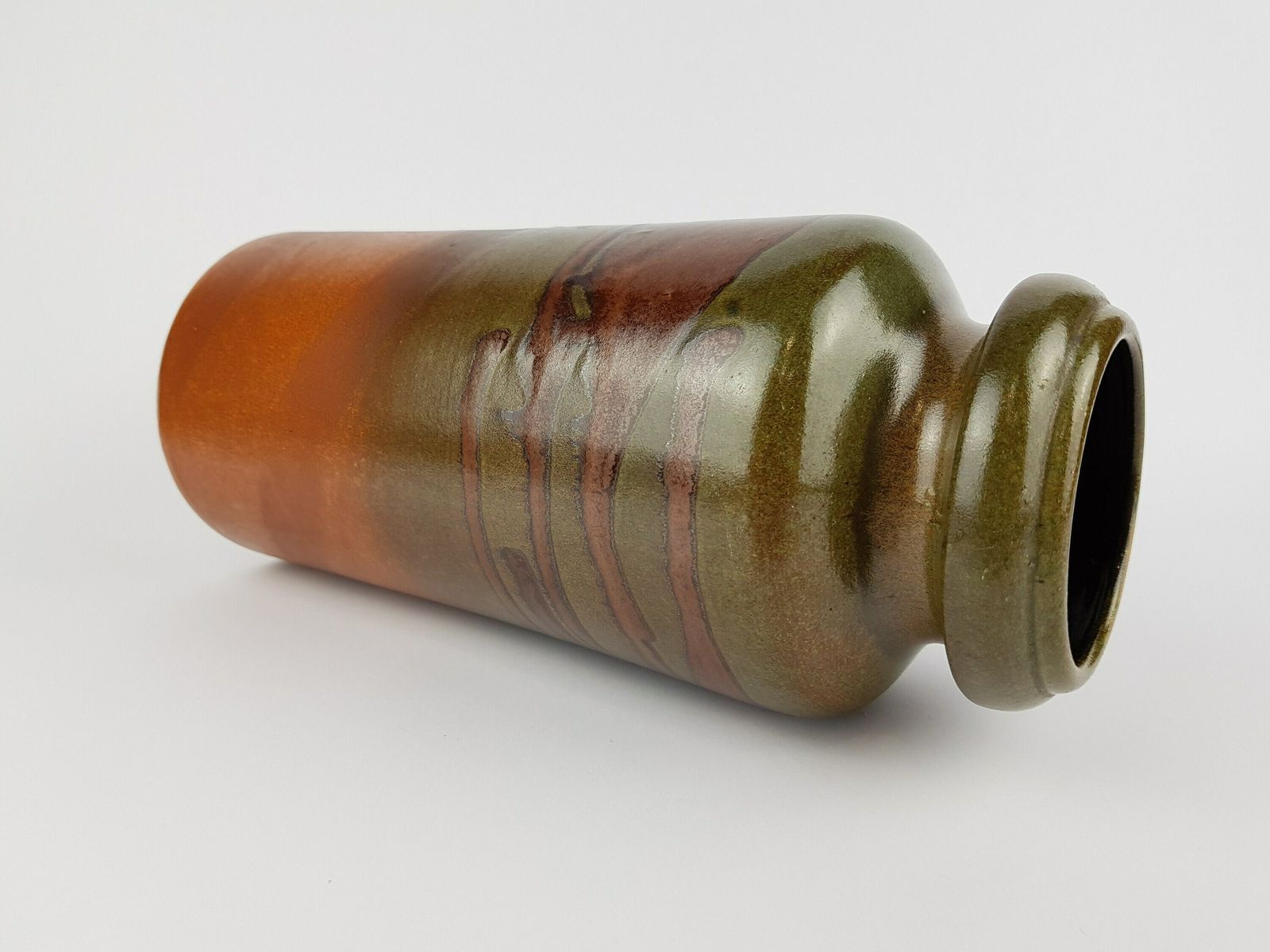 Vintage Scheurich Keramik Green And Brown Fat Lava Vase 517 30 West German Pottery 1970s photo for sale