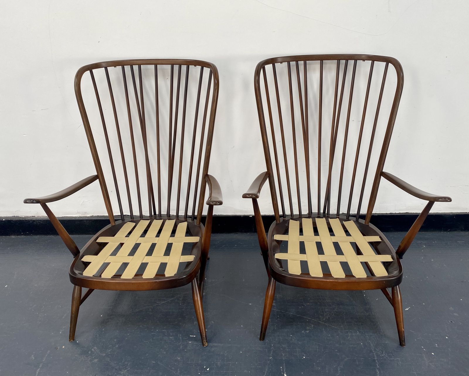 Ercol Tall Back Easy Chairs. photo vintage