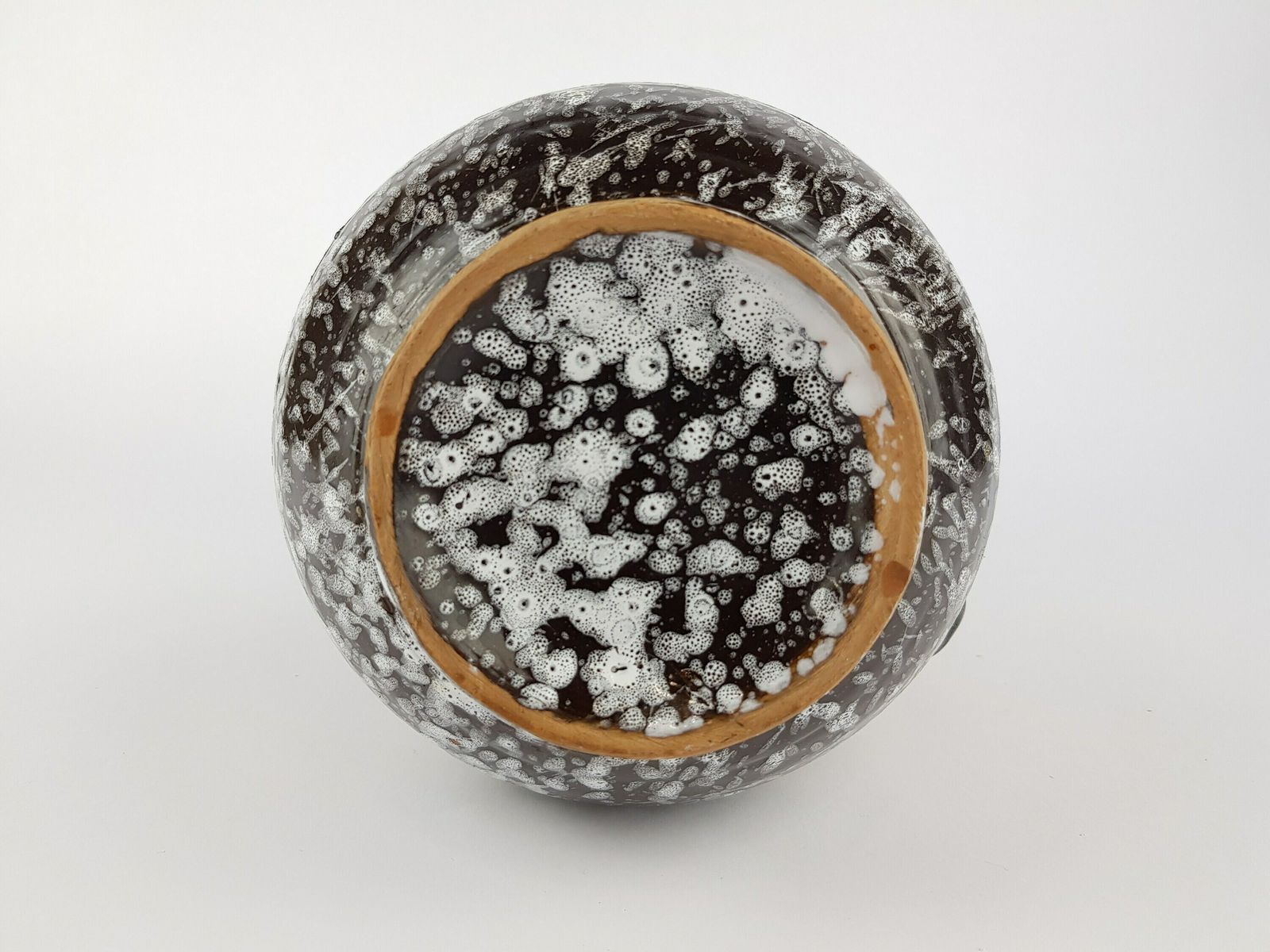 Vintage Nuovo Rinascimento Ceramiche Vase Black White Green And Yellow 1970s Italian Pottery photo vinterior
