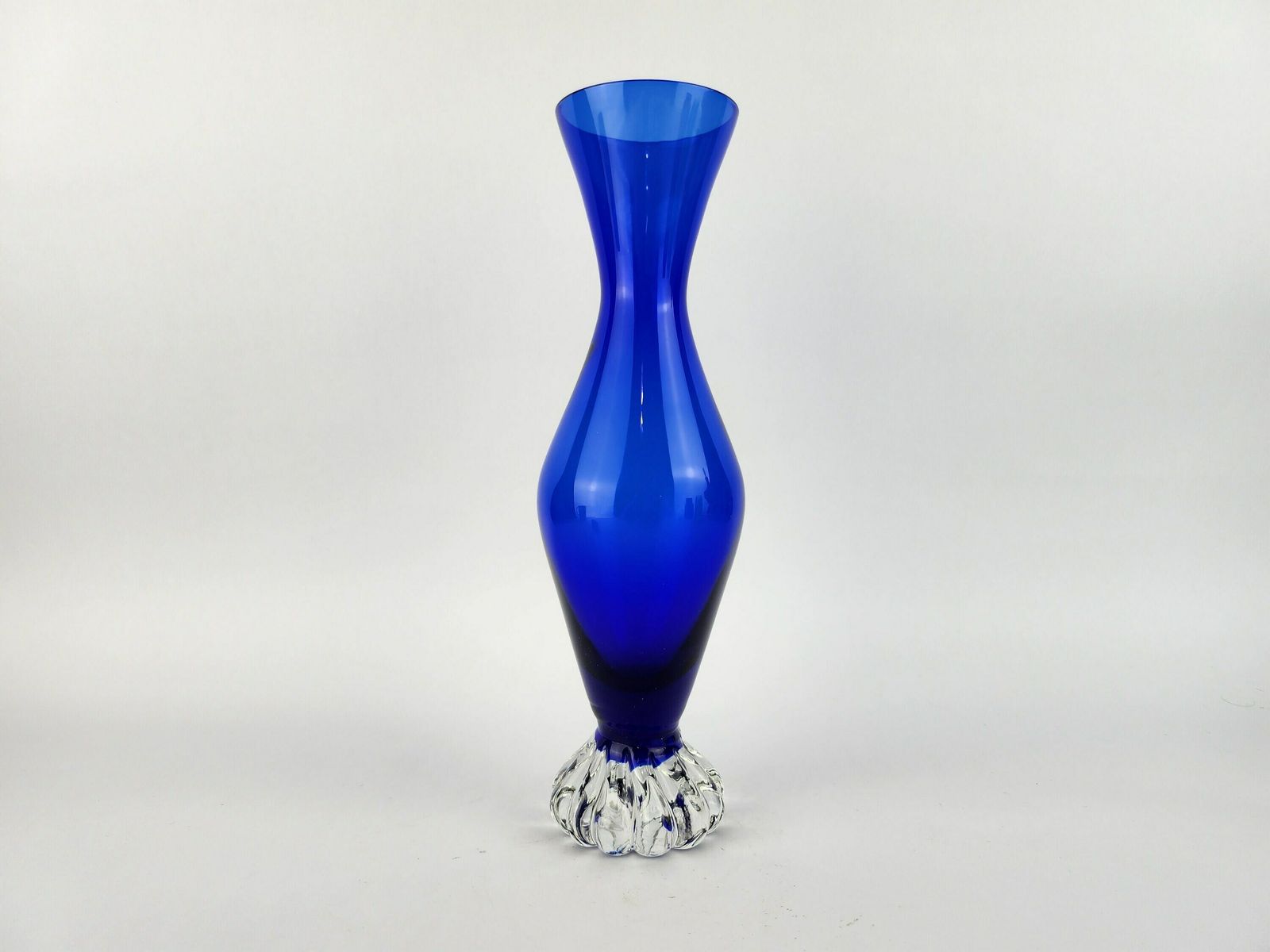 Vintage Aseda Glass Blue Design Vase From Sweden Scandinavia 1960 70s