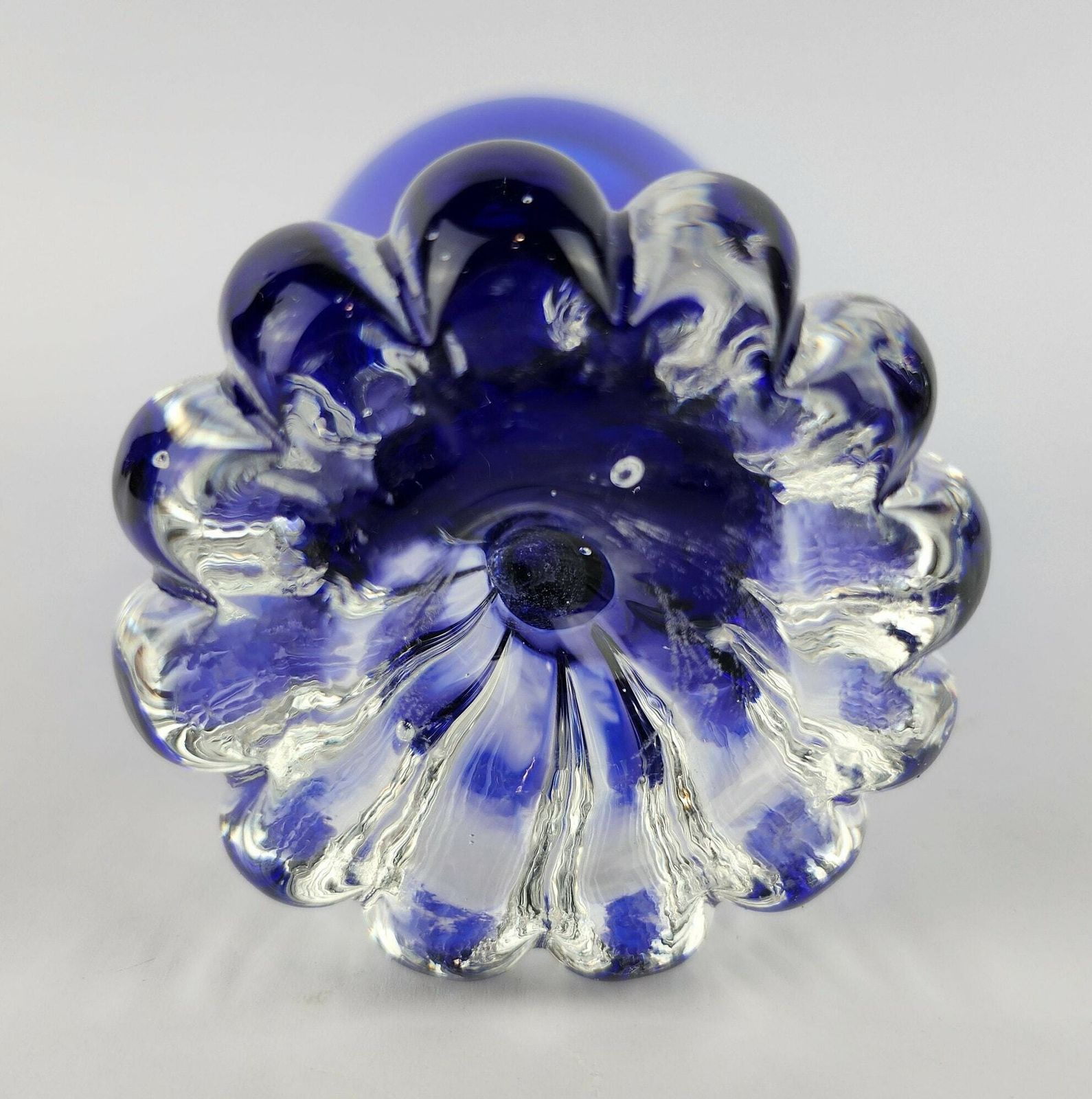 Vintage Aseda Glass Blue Design Vase From Sweden Scandinavia 1960 70s photo vinterior