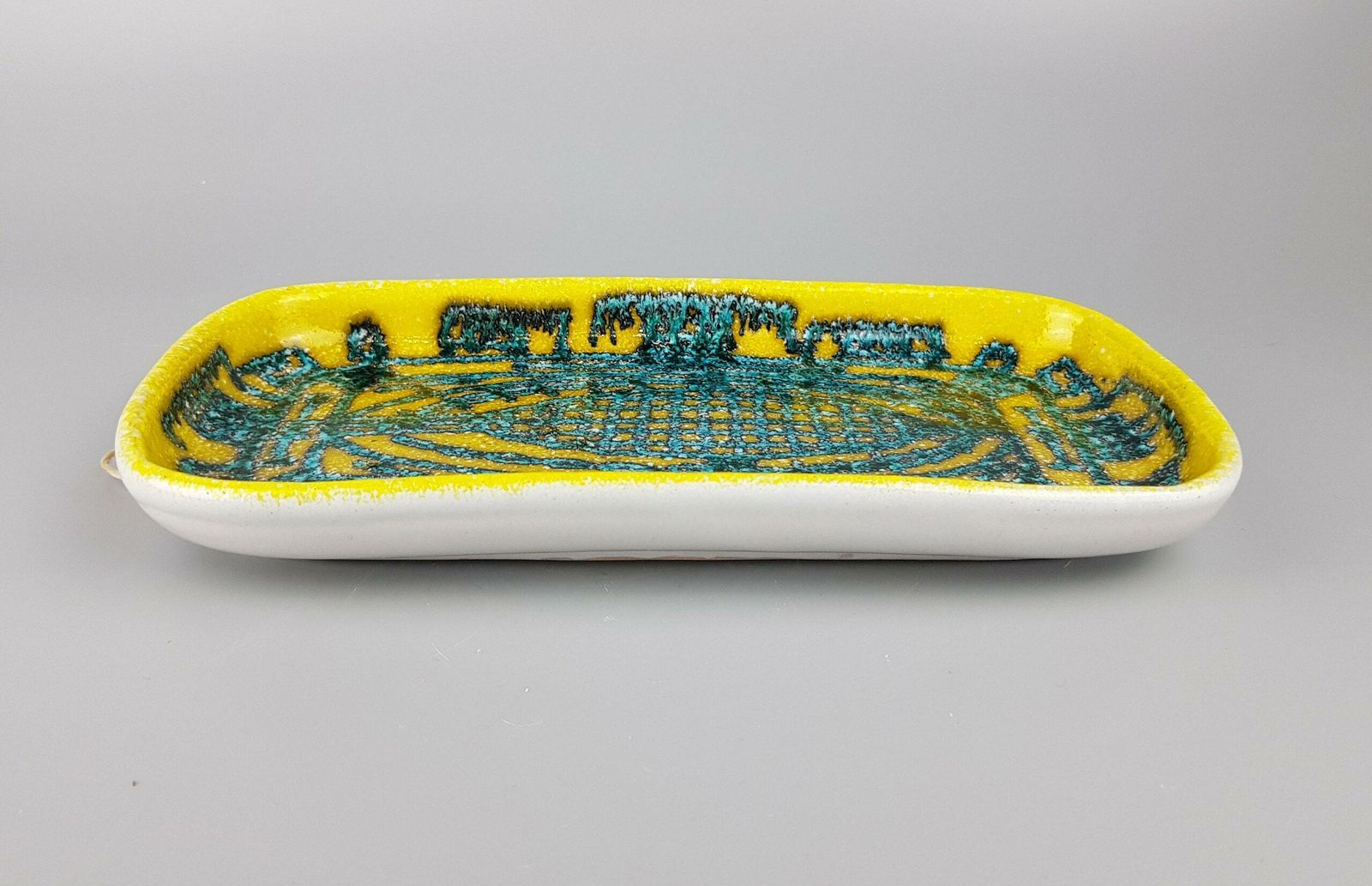 Vintage Mancioli / Mancer Yellow And Green Wall Plate / Bowl Italian Pottery 1960s Italy photo furniture