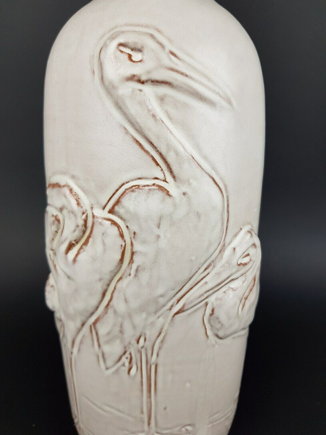 Vintage Mobach Keramiek Beige White Lamp With Heron Decor Dutch Pottery photo Lighting