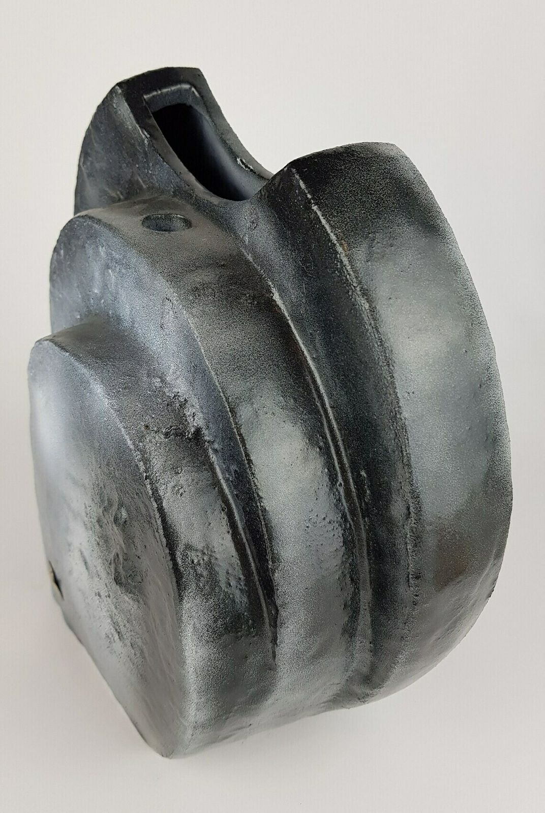 Vintage Schaffenacker Studio Art Pottery Blue Gray Air Brushed Triple Layer Vase V 776/3, West German Pottery photo 290.0