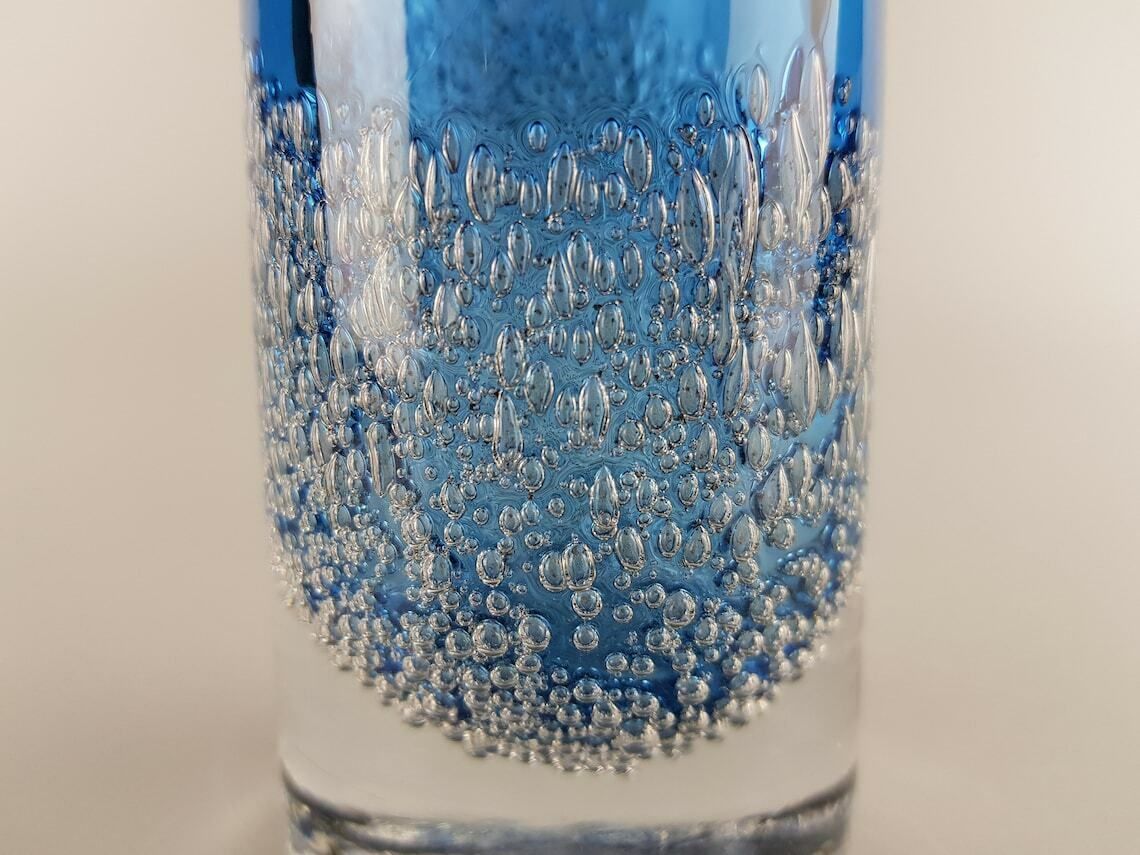 Vintage Gral Glaswerke Durnau Blue Vase With Bulbs West Germany 1960s photo vintage