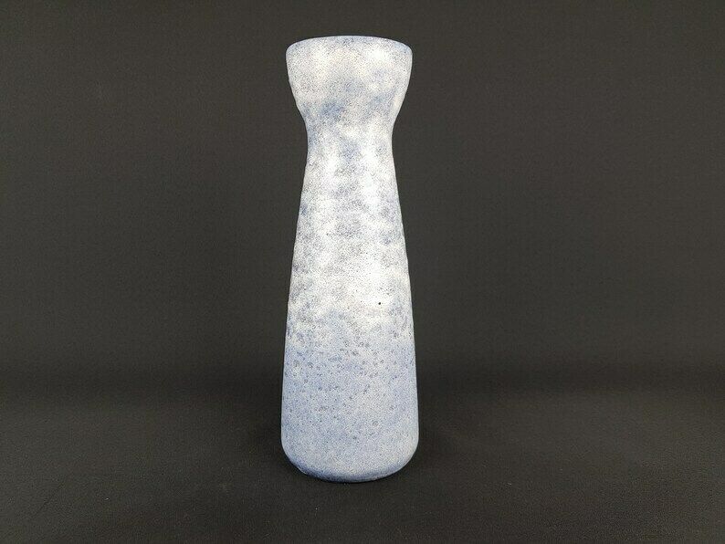 Vintage 1970s Scheurich Keramik Mottled Blue Fat Lava Diabolo Vase 520 32, West German Pottery