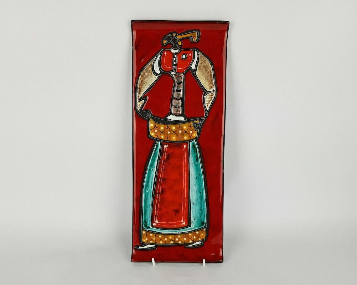Vintage Italian Alla Moda Ceramic Wall Tile, San Marino, Florentine 1960 70