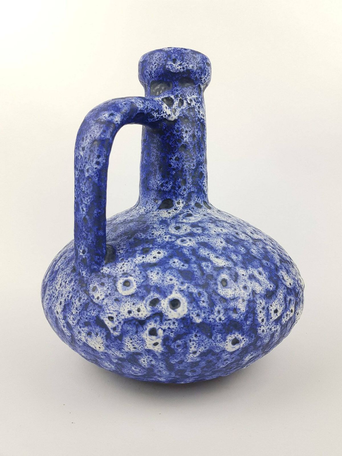 Vintage Es Keramik (Emons Und Sohne) Blue And White Fat Lava Vase 78 West German Pottery 1970s photo for sale