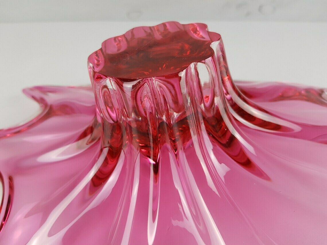 photo for sale Vintage Chribska Glassworks Bohemian Cased Glass Pink Bowl By Josef Hospodka Czechoslovakia 1970s