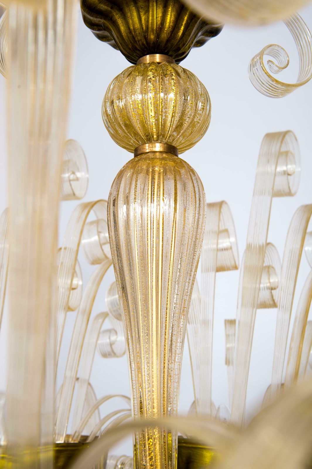 photo furniture Pastorals Flush Mount In Gold Murano Glass And Green Italy 1970s