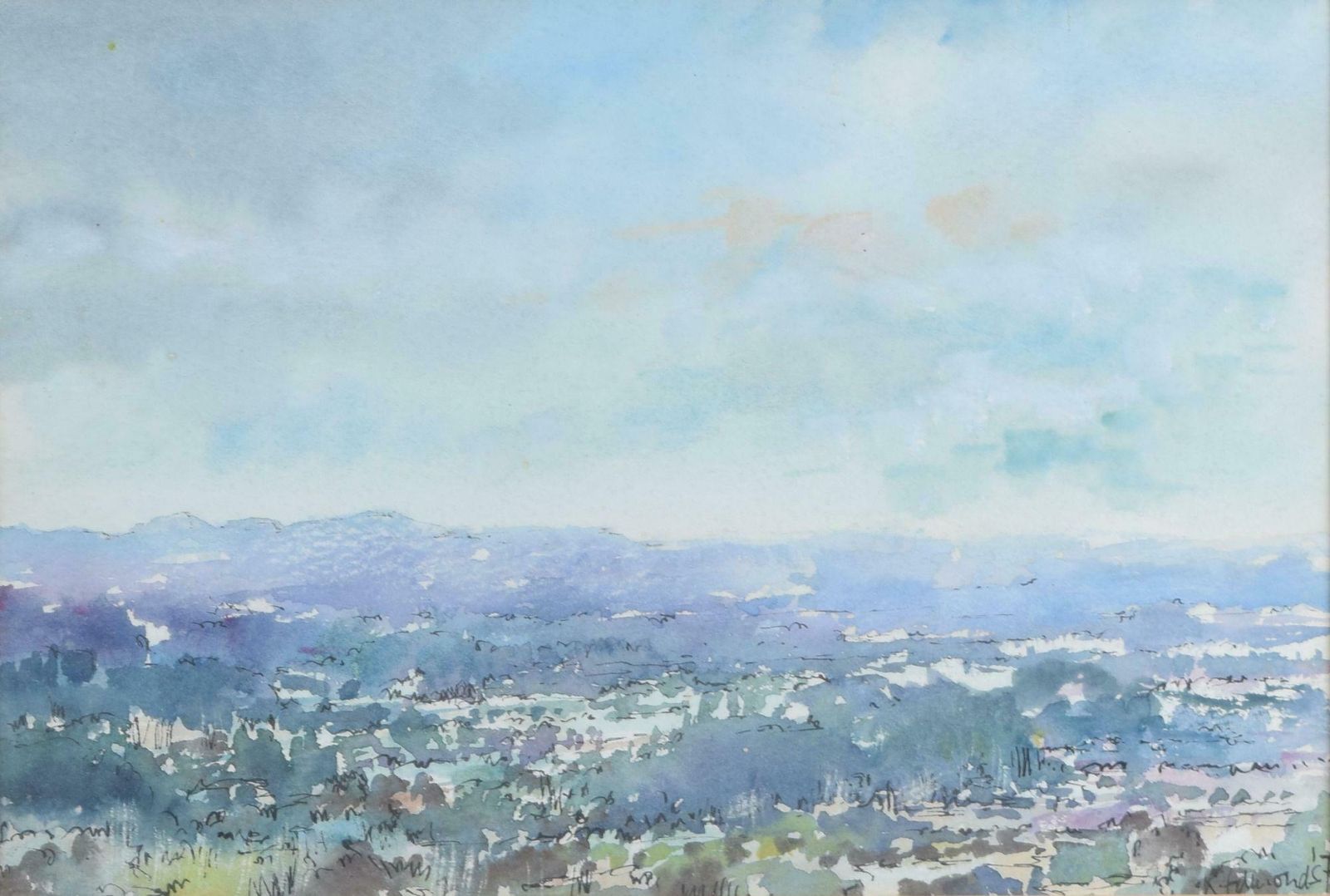 K Edmonds Countryside Scene Watercolour Painting By K Edmonds