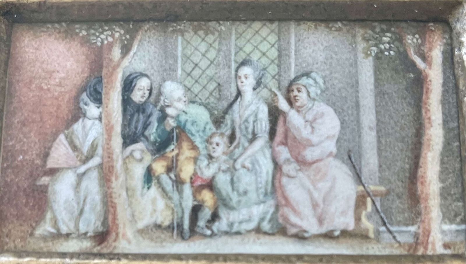 A 18th Century Genre Watercolour Of A Seated Family photo for sale