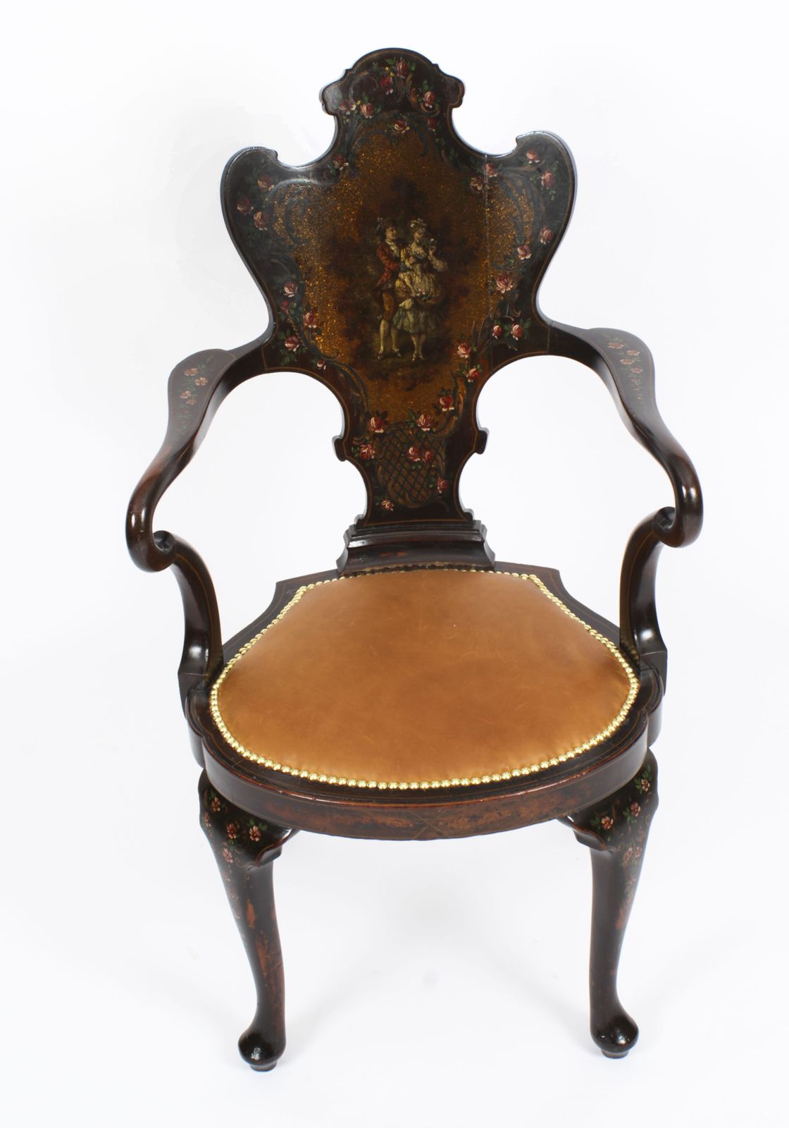 photo vintage Antique French Vernis Martin Salon Open Armchair Druce & Co 19th Century