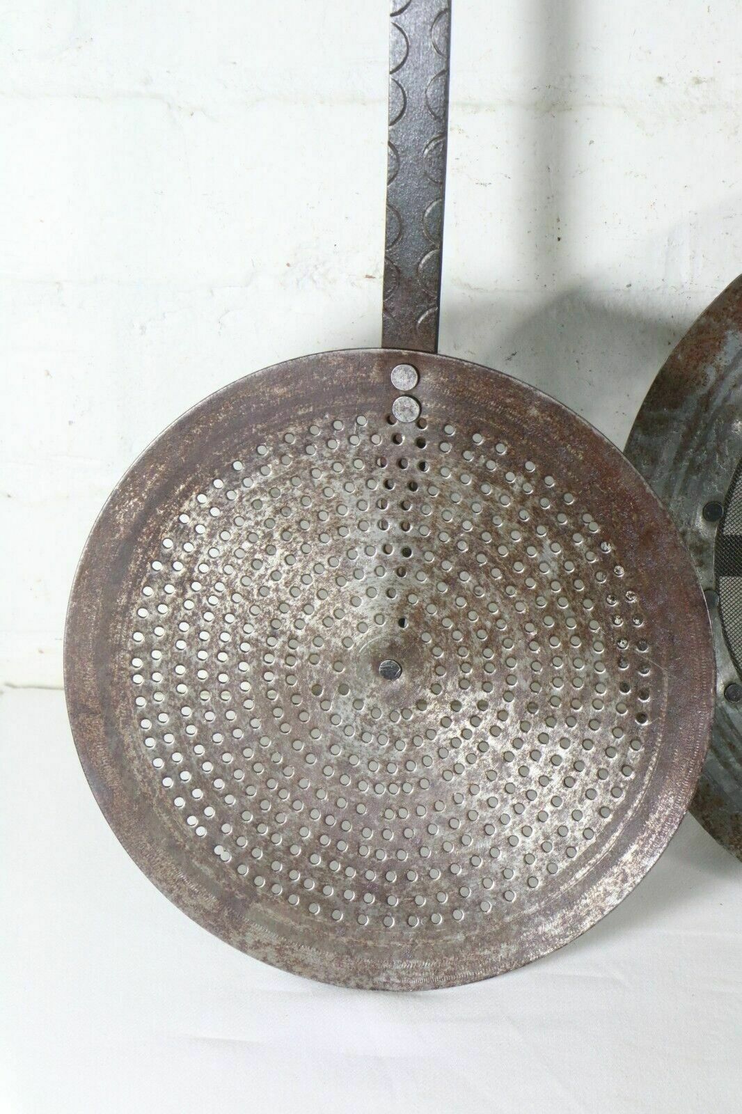 4 Vintage Indian Jalida Jara Ethnic Cooking Sieve Decorative Metal Wrought Iron photo for sale