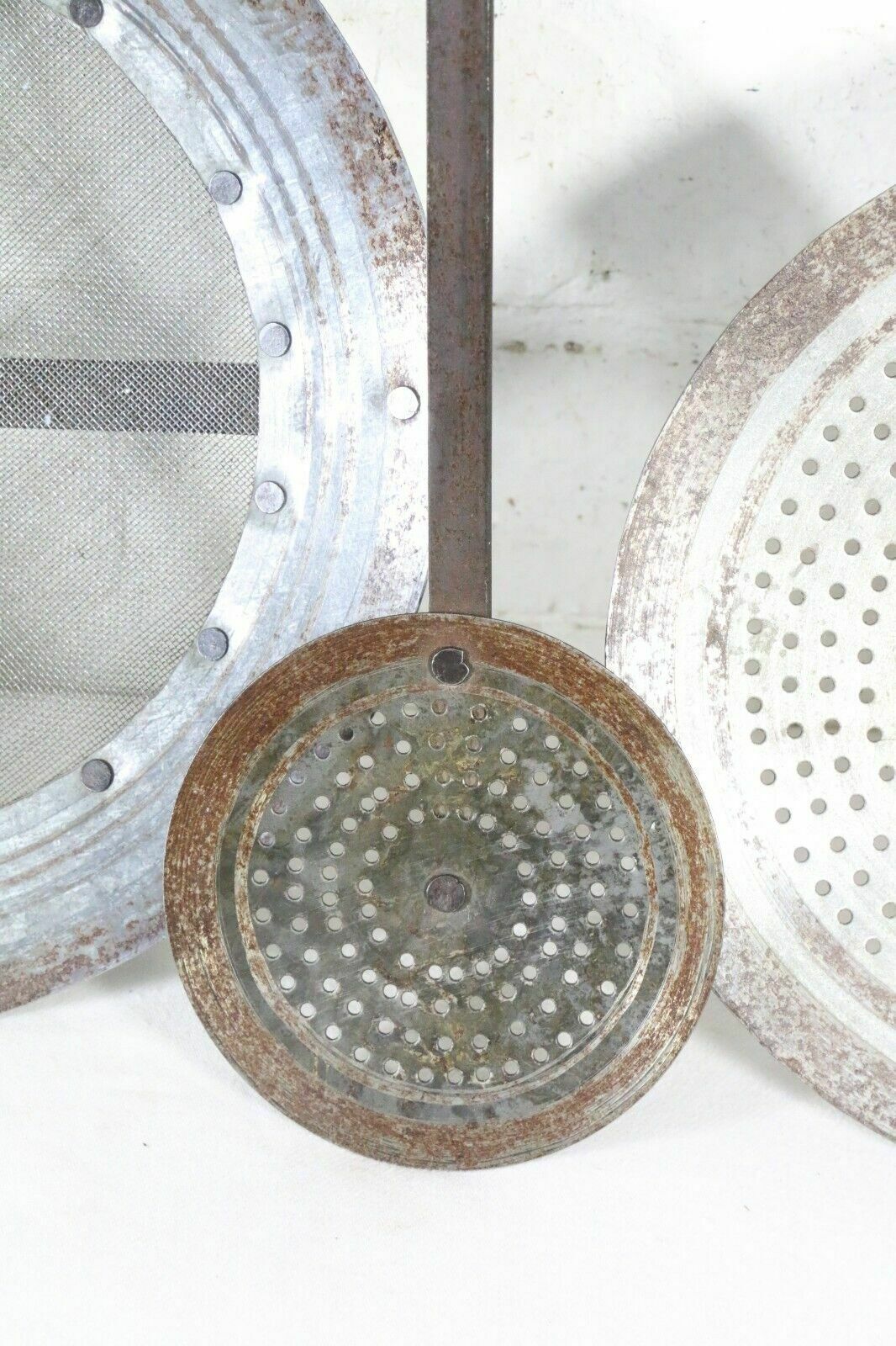 4 Vintage Indian Jalida Jara Ethnic Cooking Sieve Decorative Metal Wrought Iron photo 109.0