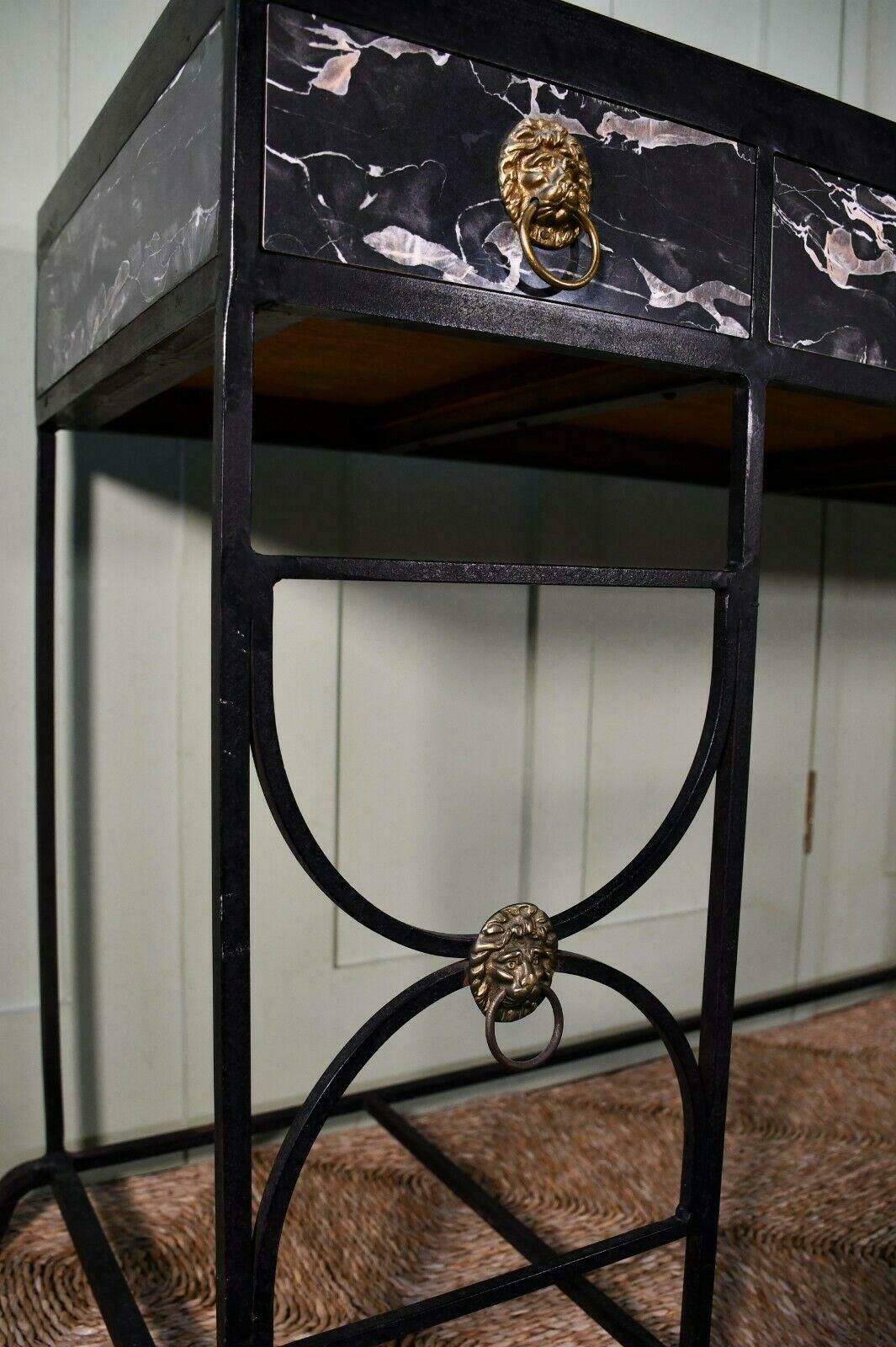 Regency Faux Marble Iron Sideboard By Roger Thibier photo 450.0