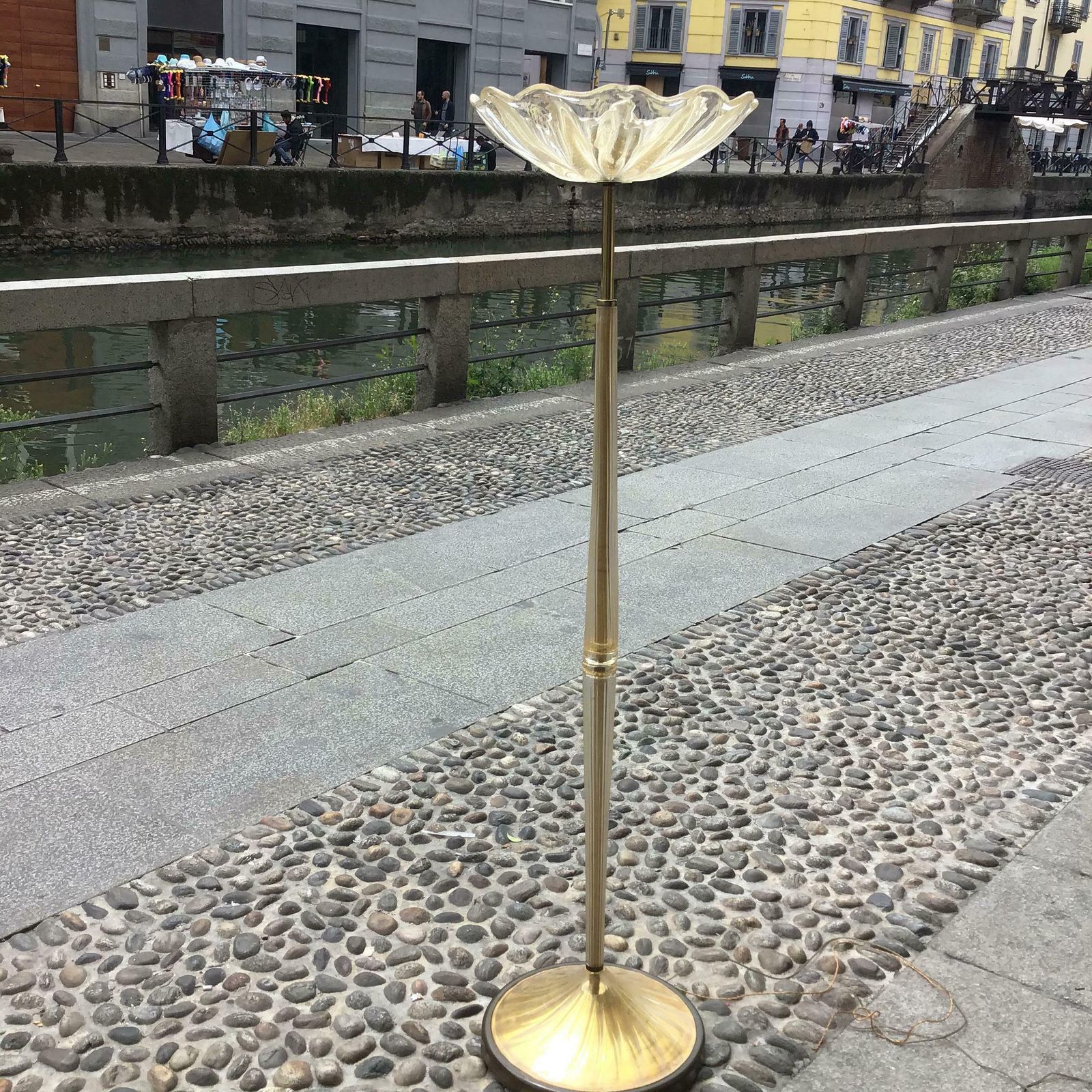 Seguso Floor Lamp Murano Gold Glass Brass 1950 Italy photo vintage