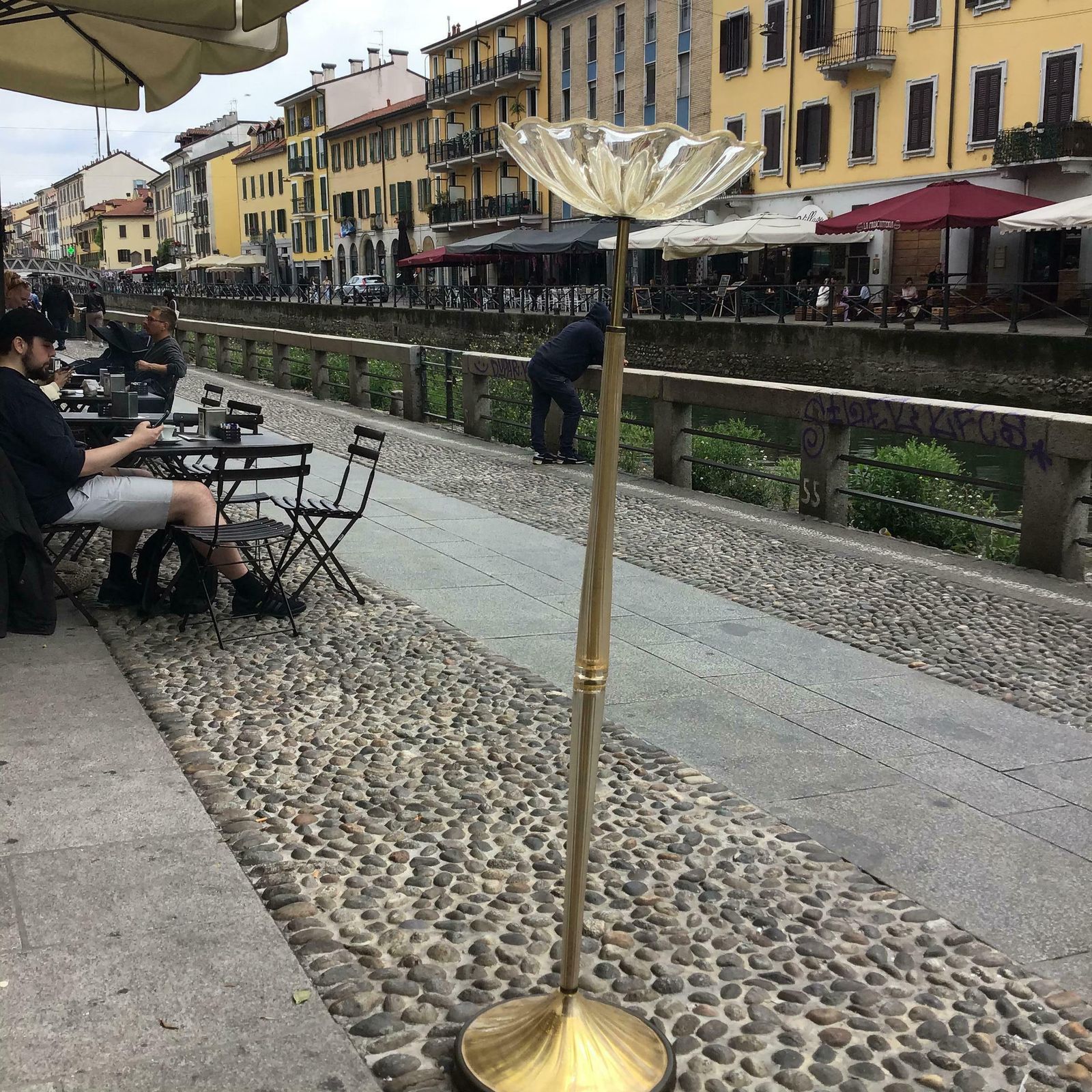 photo for sale Seguso Floor Lamp Murano Gold Glass Brass 1950 Italy