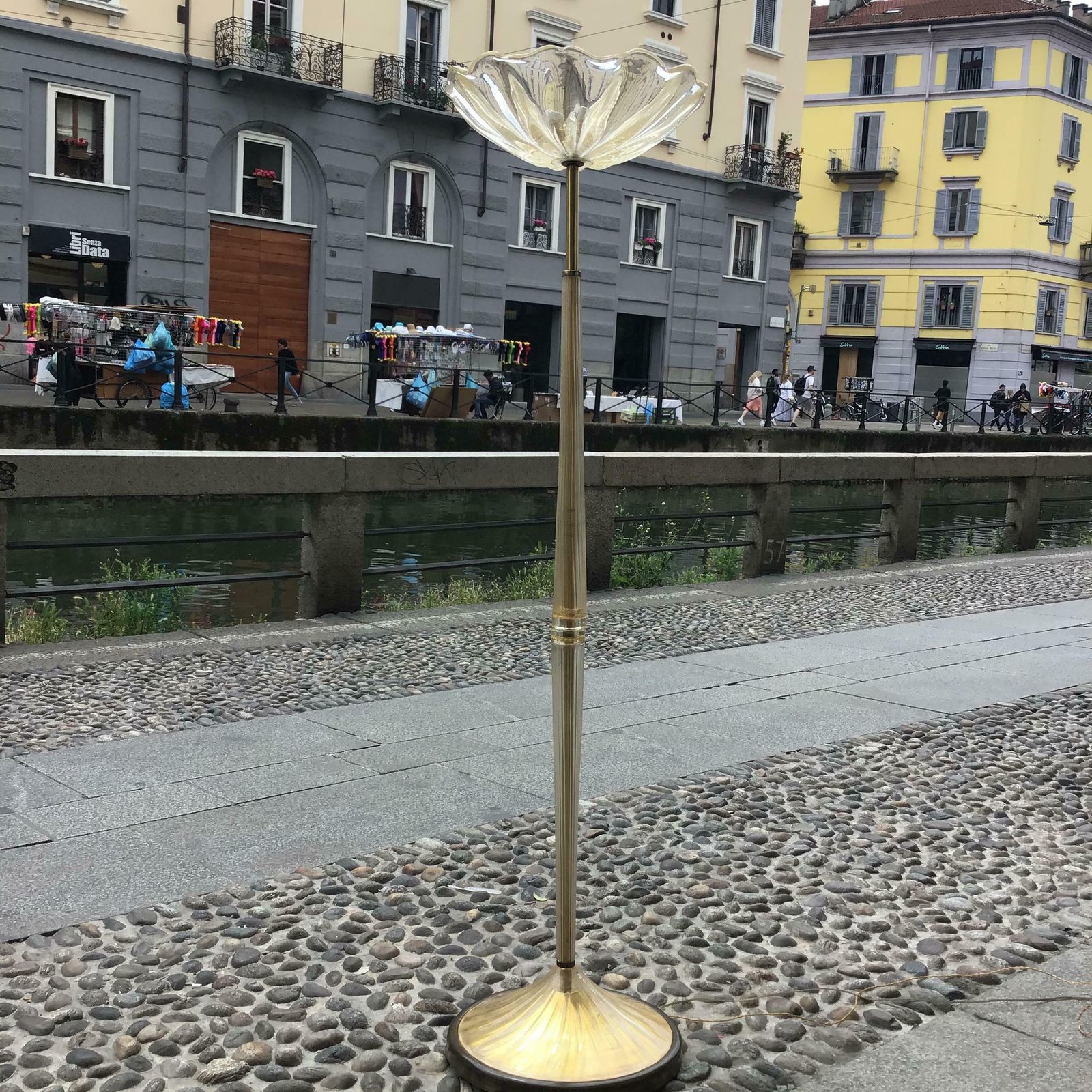 photo buy Seguso Floor Lamp Murano Gold Glass Brass 1950 Italy