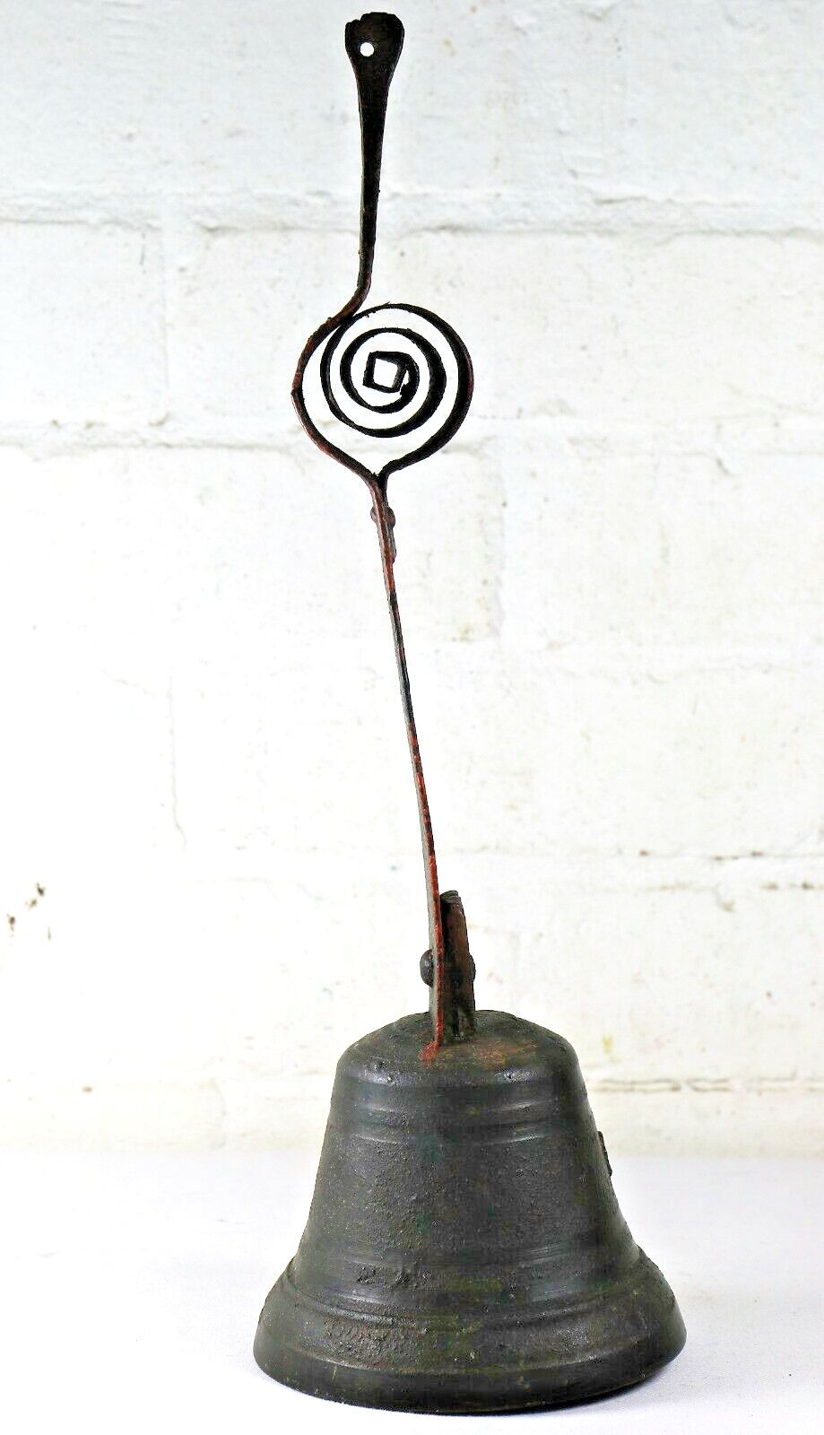 An Antique English Shop Entrance Butlers Servant Bell Bronze With Steel Fittings