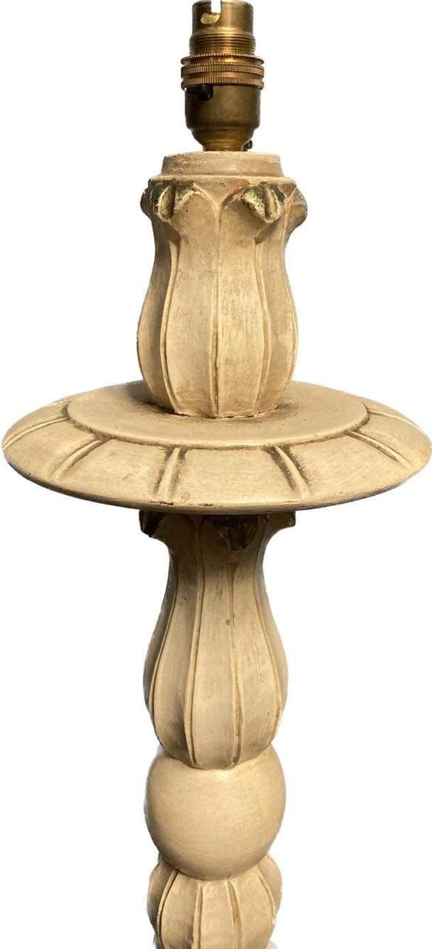 1930s Cream  Wood Painted Standard Lamp photo furniture