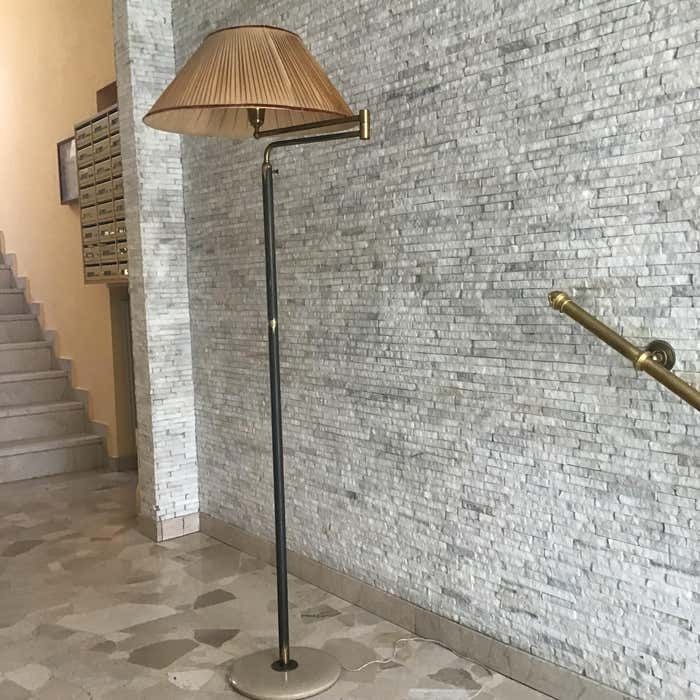 photo buy Arredoluce Angelo Lelii Adjustablfloor Lamp Marbre Brass Lampshade 1950, Italy