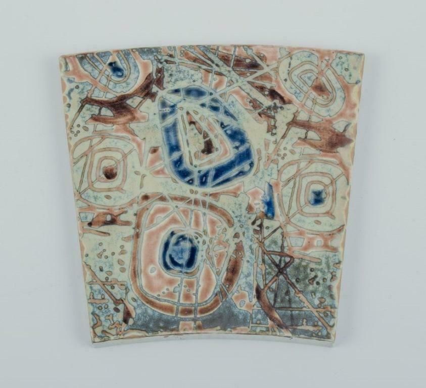 Royal Copenhagen, Six Baca Faience Tiles With Patterned Glaze. 1970s photo vinterior