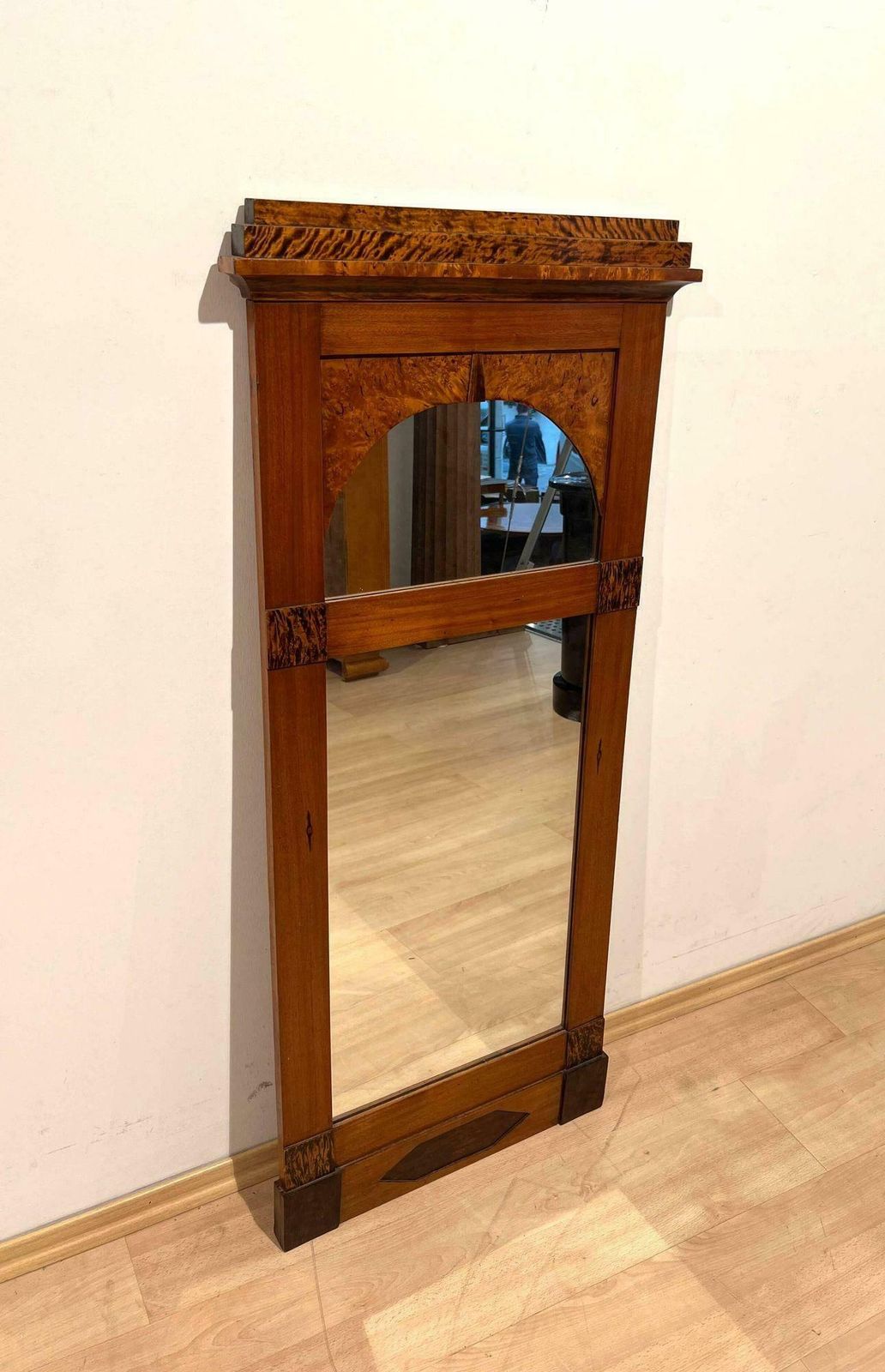 Biedermeier Mirror, Mahogany, Birch And Thuja Roots Wood, Austria, Circa 1820 photo for sale
