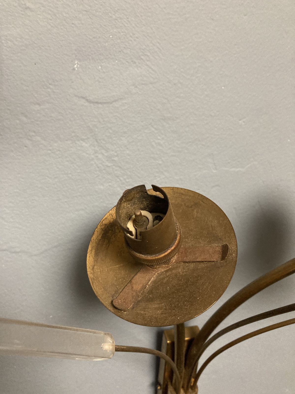 Mid Century Pair Of Brass & Perspex French Wall Lights Attributed To Maison Arlus photo 795.0