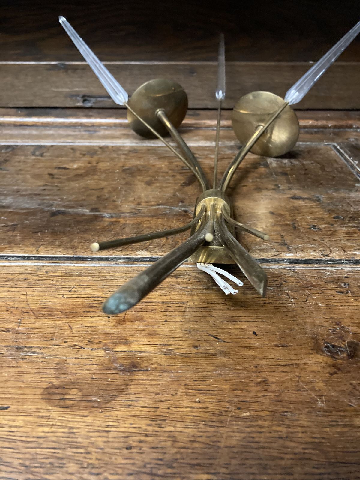 Lighting Mid Century Pair Of Brass & Perspex French Wall Lights Attributed To Maison Arlus photo