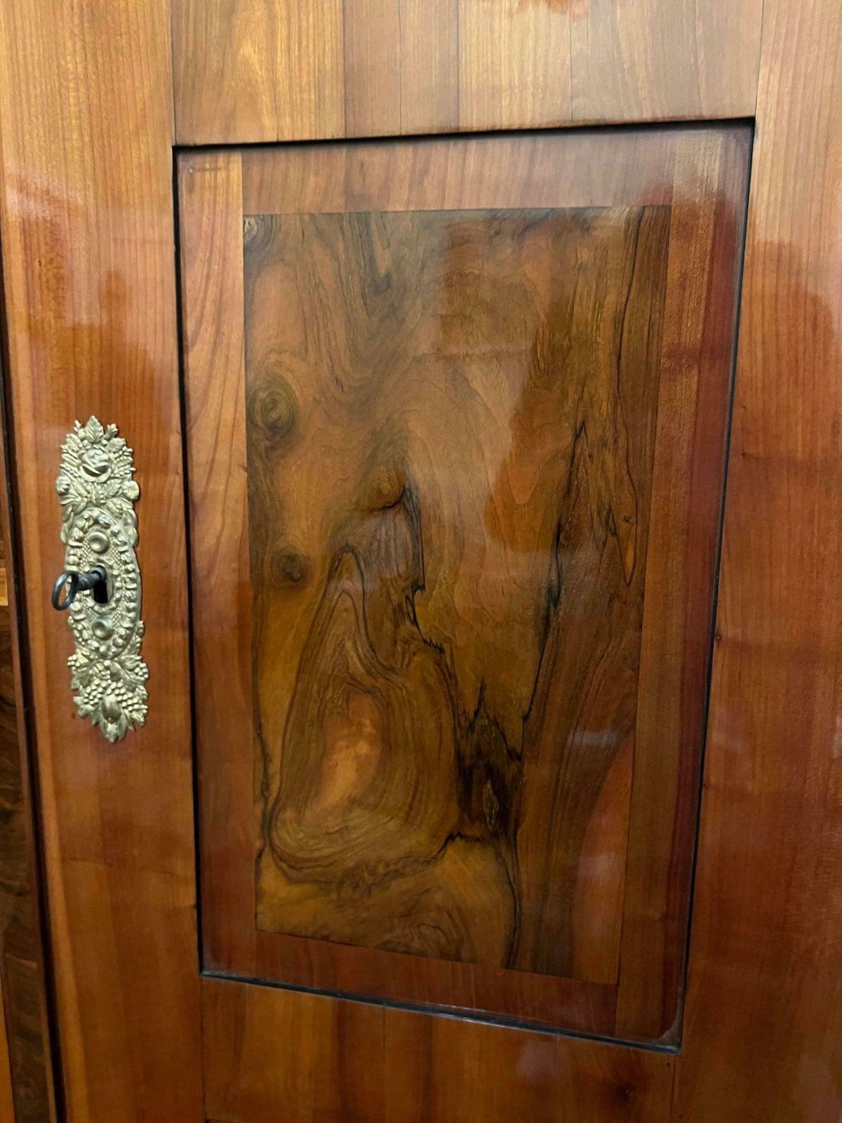 photo furniture Biedermeier Armoire, Cherry, Walnut, Ebony, Brass, South Germany, Circa 1820