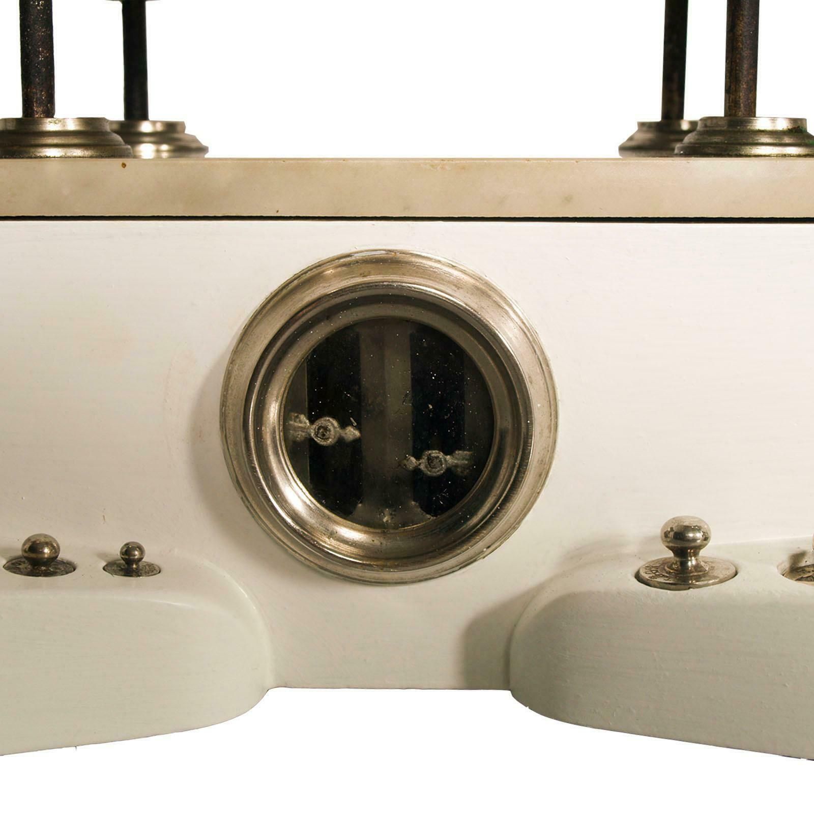 Antique Italian Bench Weight Scale Chromed Brass And Lacquered Wood 10 Weights photo vinterior