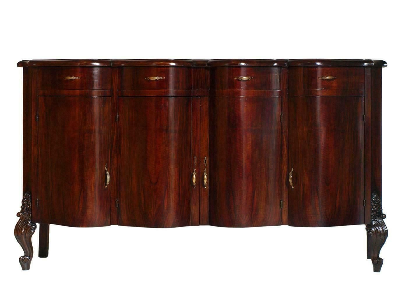 20th Century Baroque Venetian Credenza Mirrored Sideboard Walnut And Burl Walnut photo furniture