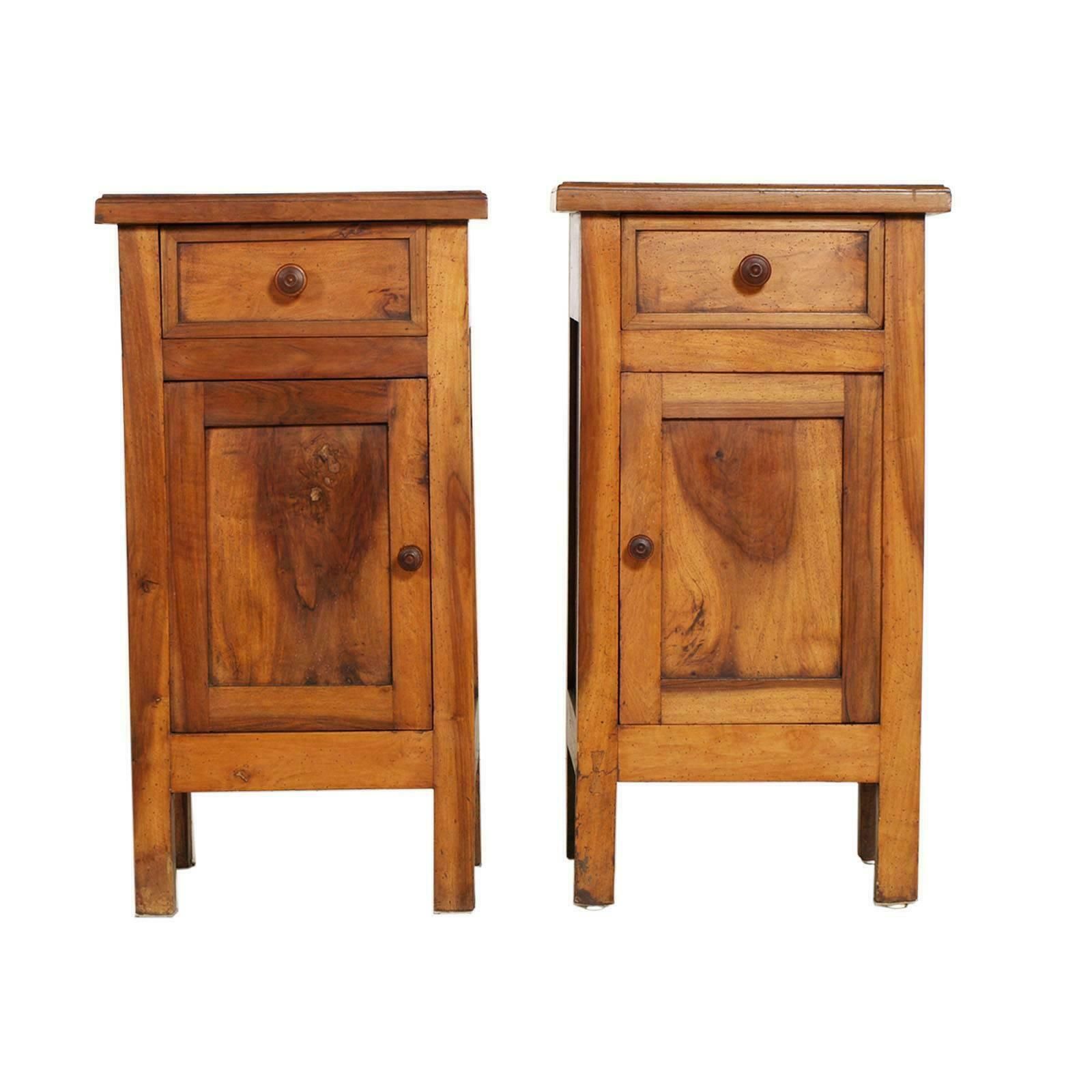 Italian Late 19th Century Country Nightstands In Solid Walnut Polished To Wax photo furniture