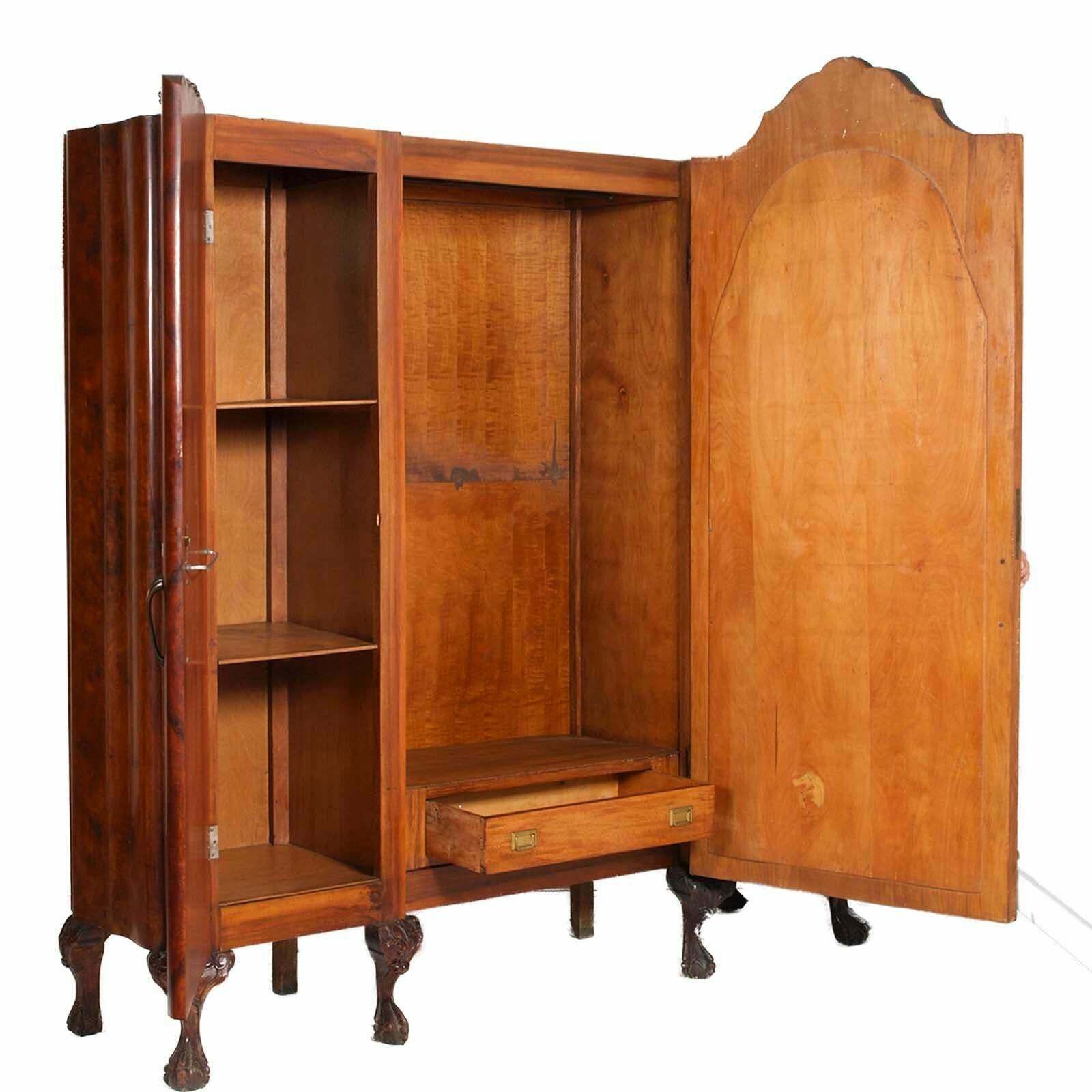 Early 20th Century Large Venetian Baroque Wardrobe In Walnut Hand Carved & Briar photo for sale