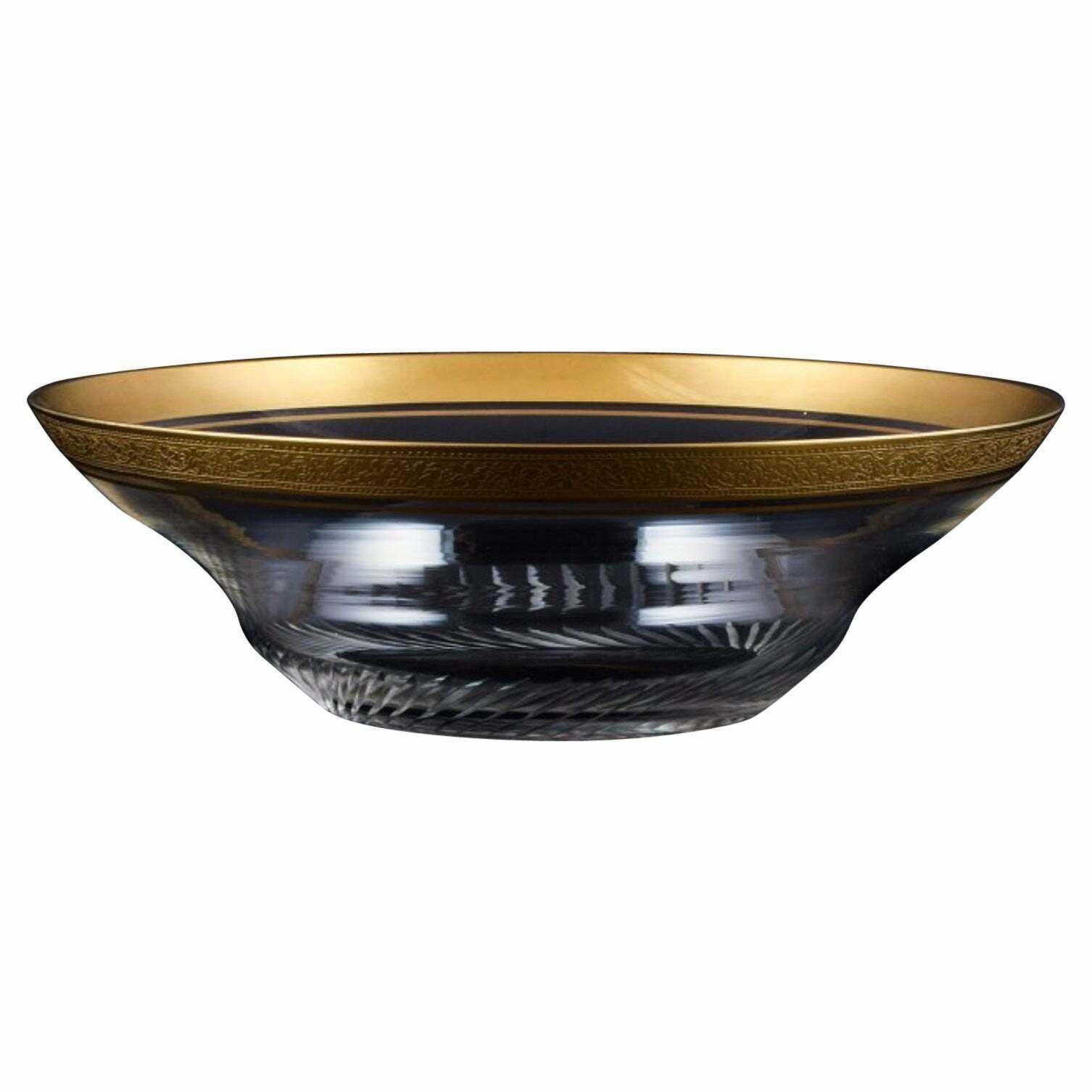 Rimpler Kristall, Zwiesel, Germany, Mouth Blown Crystal Bowl With Gold Rim photo 262.0