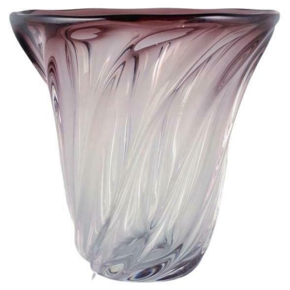 Val St. Lambert, Belgium Art Deco Art Glass Vase In Violet Tones. 1930/40s. photo vintage