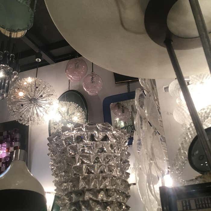 photo for sale Venini Chandelier Filigrana Murano Glass 1950 Italy