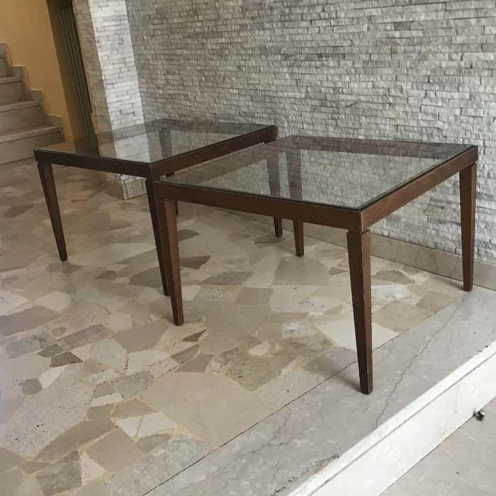 3866.0 Paolo Buffa Couple Coffe Table Brass Wood Glass 1955 Italy photo