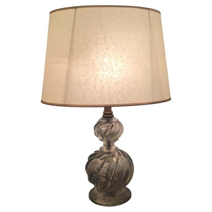 Venini Table Lamp Murano Glass Brass Lampshade 1940 Italy