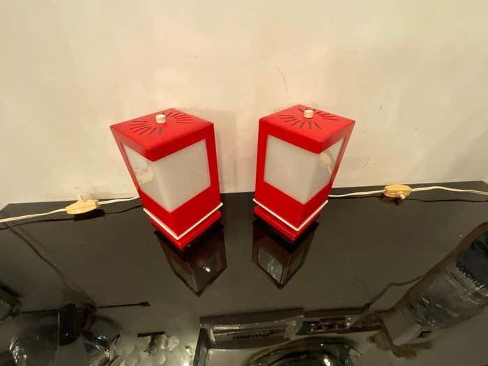 Lighting Pair Of Space Age Lamps By Anvia, Pop Art   Holland 1970s photo