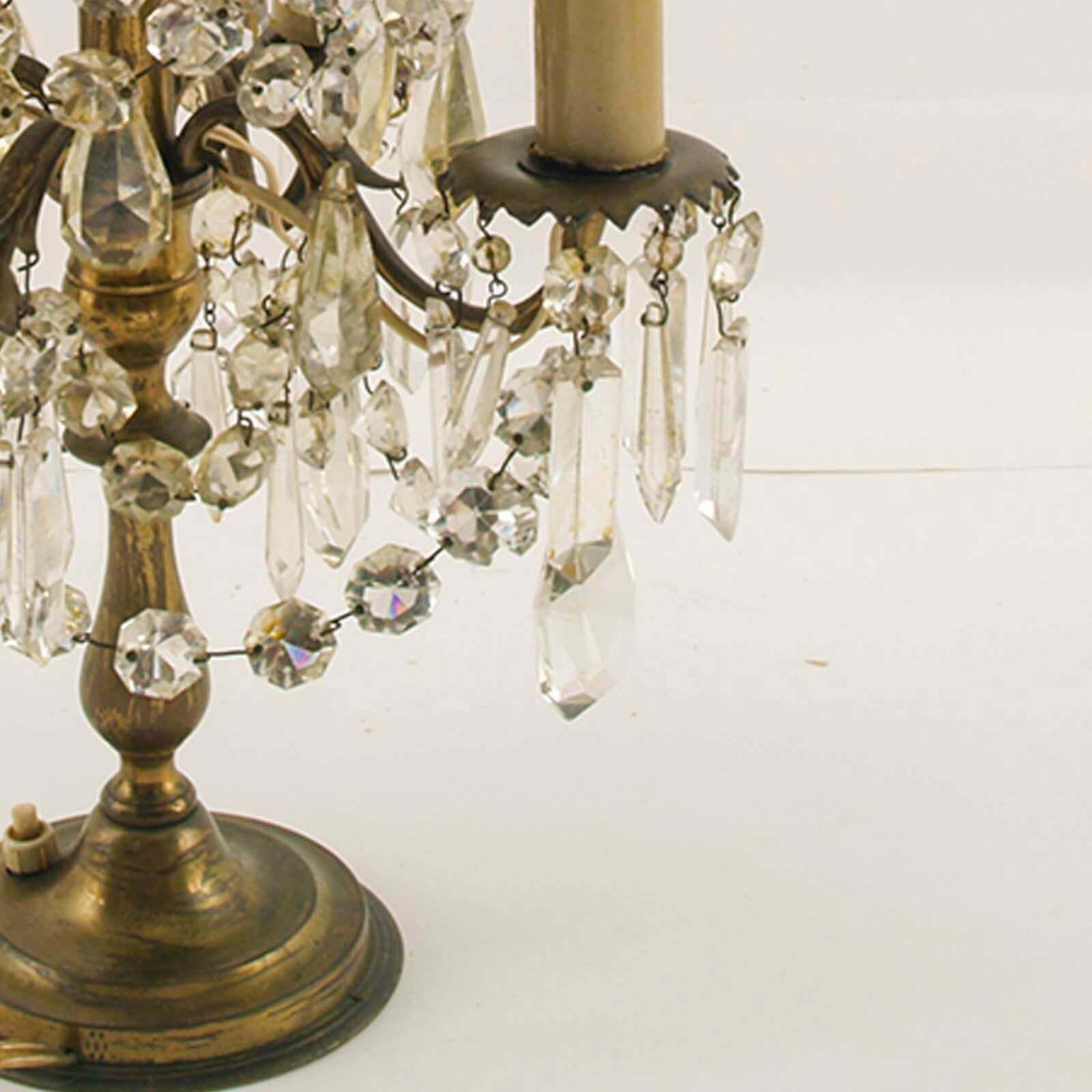 Antique Venetian Electrified Girandoles Candelabra, Swaroski Crystal, Gilt photo for sale