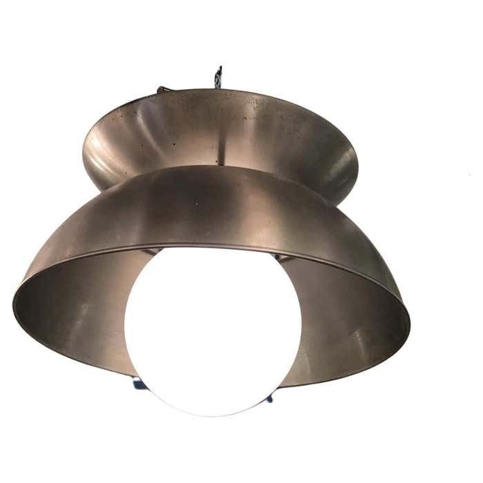 Vico Magistretti "Cetra" Artemide Chandelier Metal Chrome Glass 1960 Italy