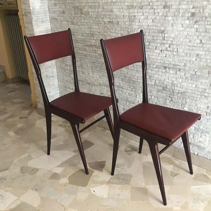 photo furniture Ico Parisi Chair Beech Wood Upholstered In Teak 1950 Italy
