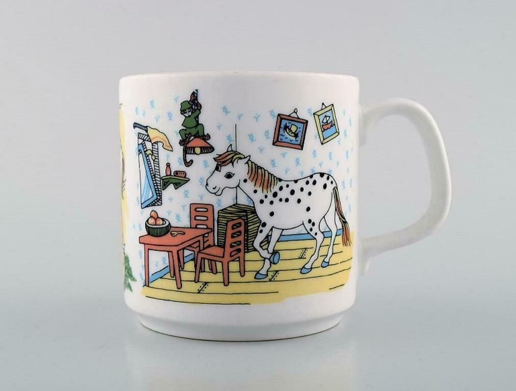 Rörstrand, Four Cups And A Plate In Porcelain With Pippi Longstocking Motifs photo vinterior