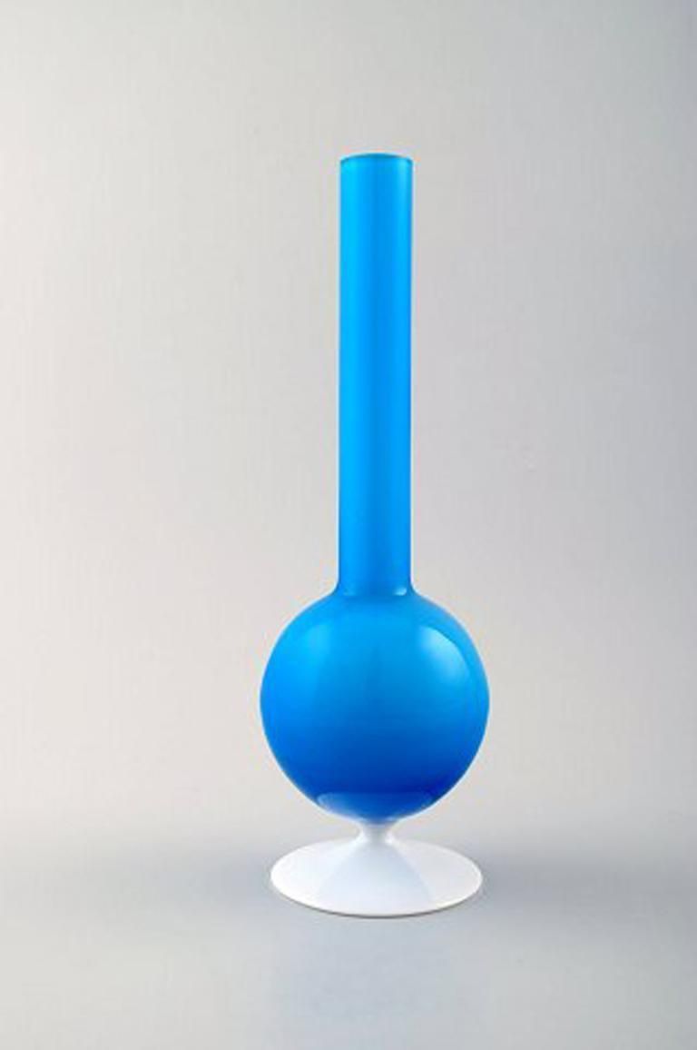 Collection Of Swedish Art Glass, Five Turquoise Vases In Modern Design photo vinterior