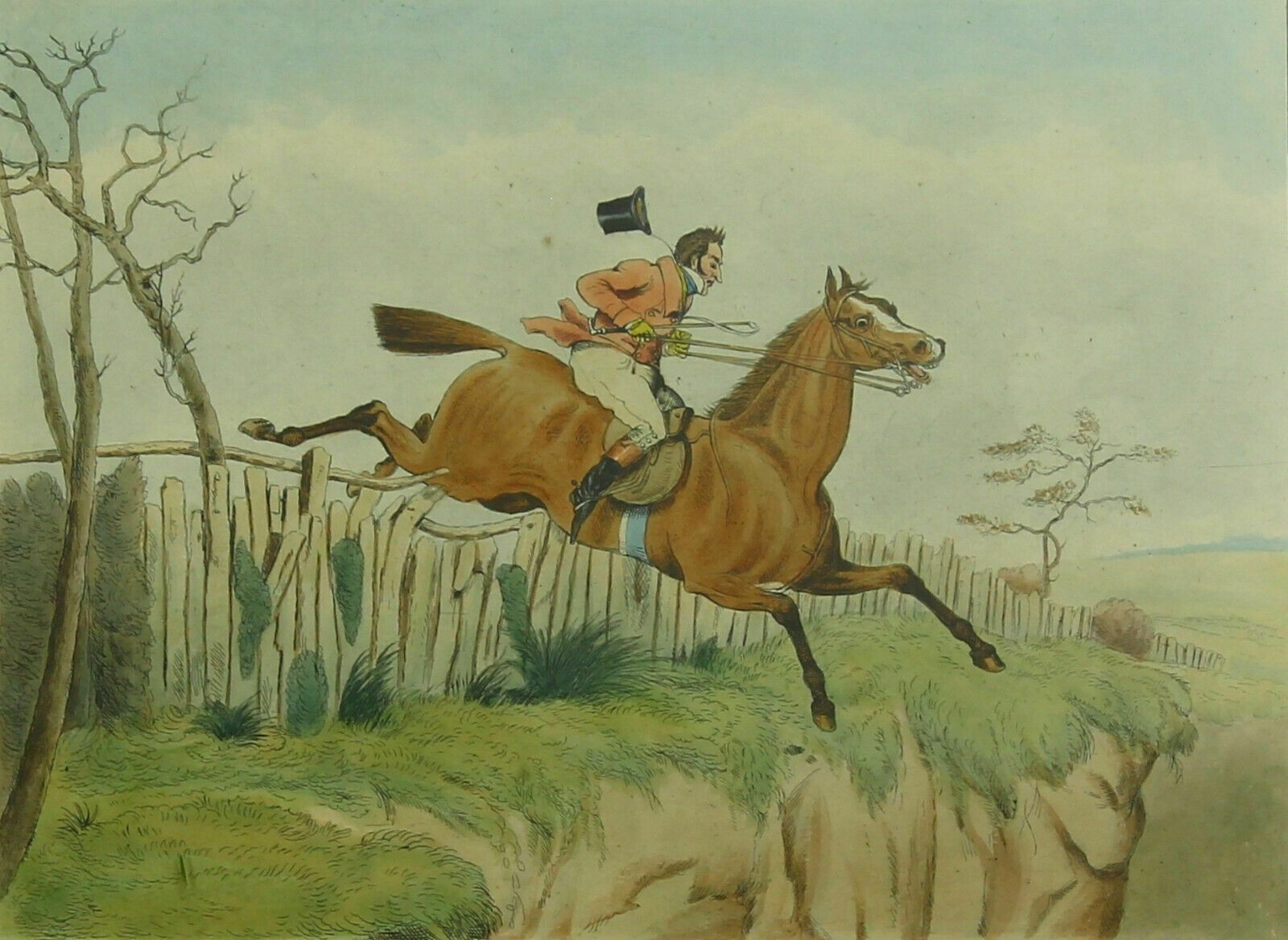 Aquatint By Henry Thomas Alken. Titled "The Jump" photo furniture