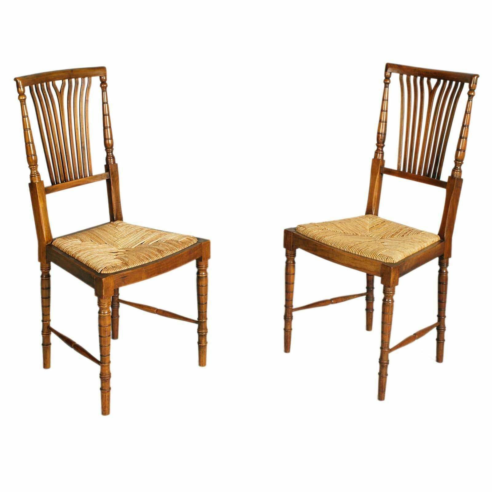 Mid Century 1960s Set Six Chairs Chiavarine By Gaetano Descalzi, Strow Seat photo vintage