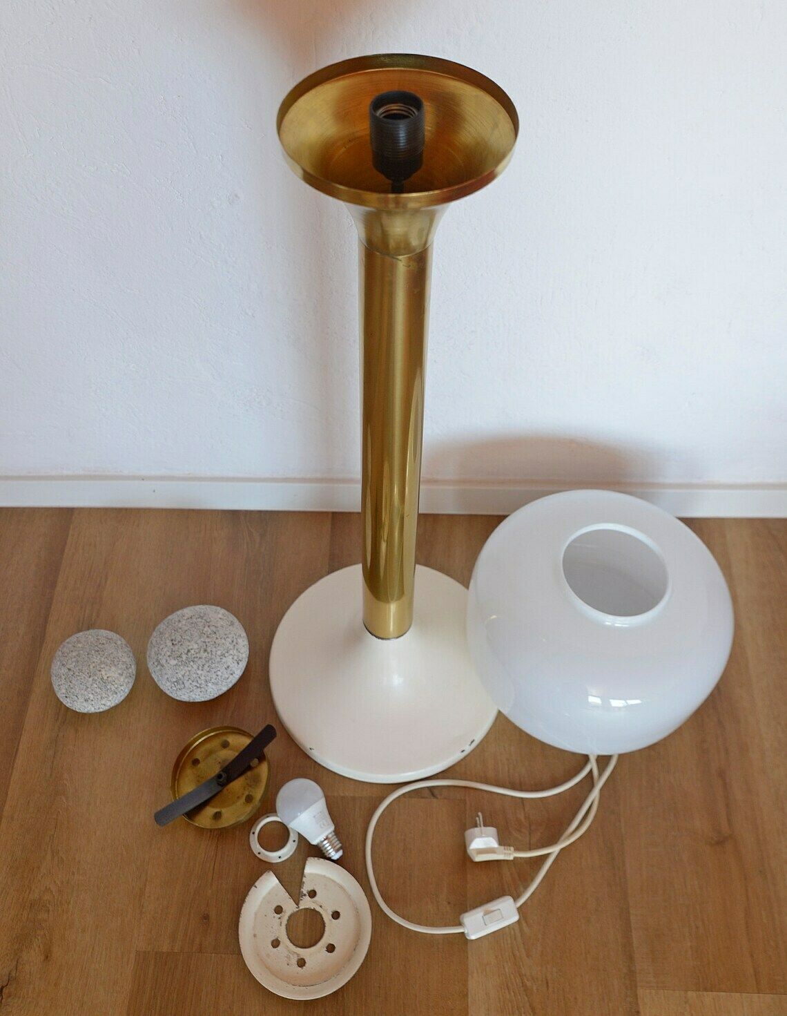 Vintage Brass Floor Lamp / Bedside Standing Lamp / Elegant Gold Tall Light Fixture / Mid Century Modern / Space Age Yugoslavia 1970's photo vintage