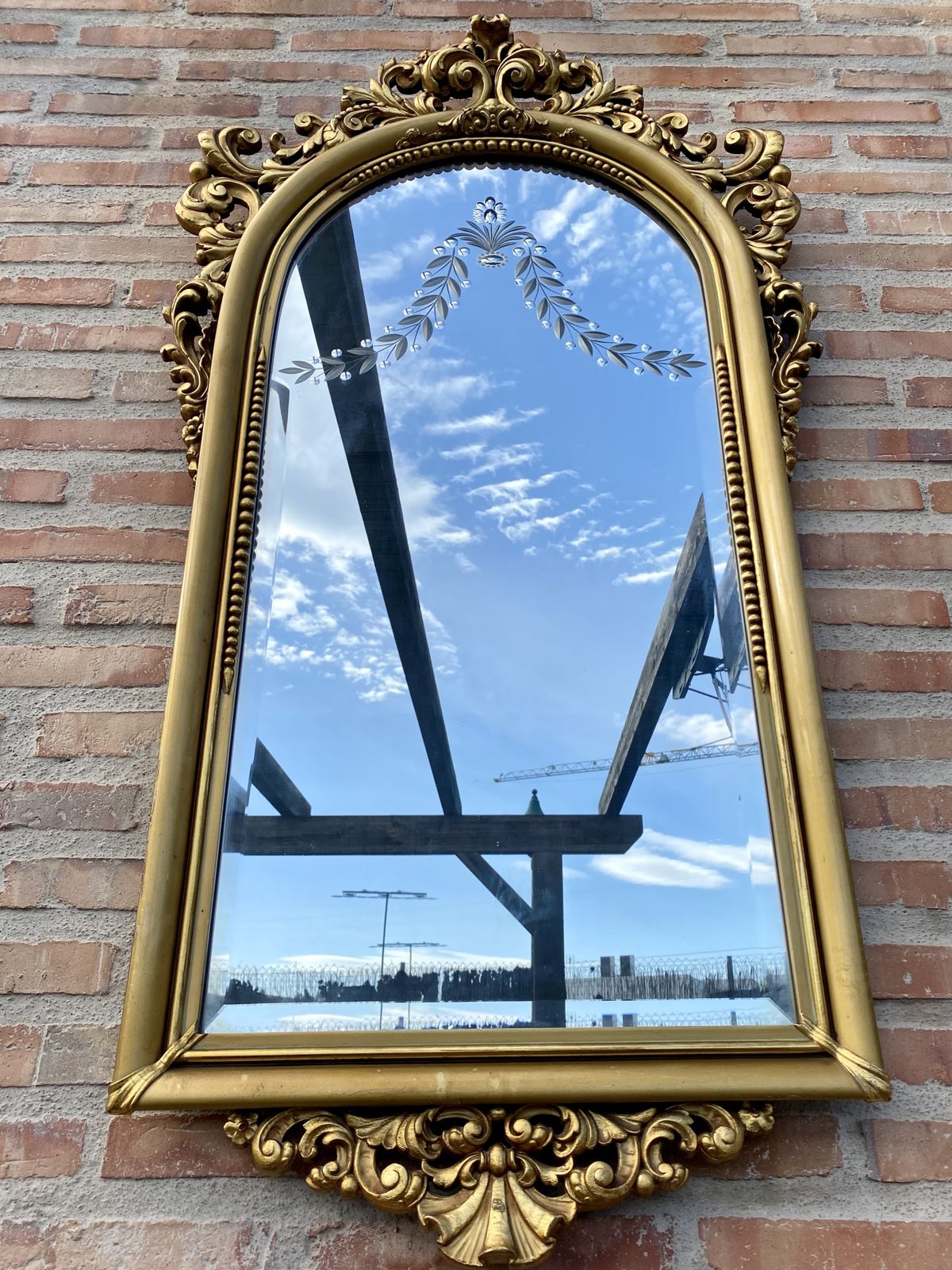 Antique 19th Century French Monumental Large Gold Leaf Gilt Mirror